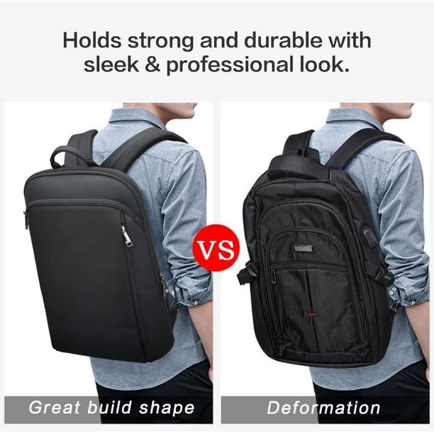 bopai slim laptop backpack Unisex Genuine Leather Men for 15-15.6 inch Business Smart Professional Lightweight Backpack with USB Charging Office Commuter Computer Rucksack Executive Anti Theft Black : Clothing, Shoes & Convenient USB Charging Port Stay charged on the go with an integrated external USB port and internal cable Bopai 17 inch Super Slim