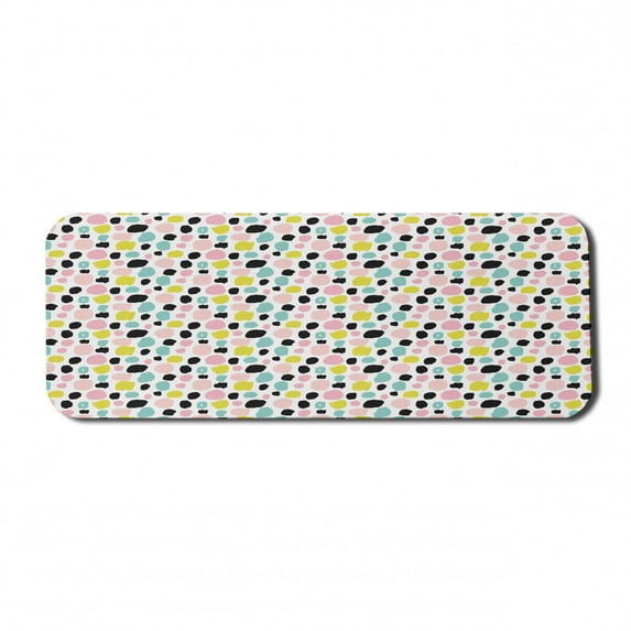 Colorful Computer Mouse Pad, Pastel Colored Spotty Pattern with Brush Strokes Hand Drawn Style Dots, Rectangle Non-Slip Rubber Mousepad Large, 31" x 12" Gaming Size, Multicolor, by Ambesonne