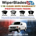 thumbnail image 2 of 2009 Ford E250 E-250 Beam Wiper Blades Wipers w/1yr Warranty (Set of 2) (WiperBladesUSA), 2 of 5
