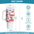 thumbnail image 3 of 40 Oz Car Handle Water Bottle Water Cup Water Bottle Water Jug Coffee Cup Travel Water Bottle Pink Roses Cute, 3 of 8