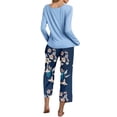 thumbnail image 2 of Hanerdun Womens Pajamas Set Female 2PCS Long Sleeve Printed Nightwear Blue 3XL, 2 of 5
