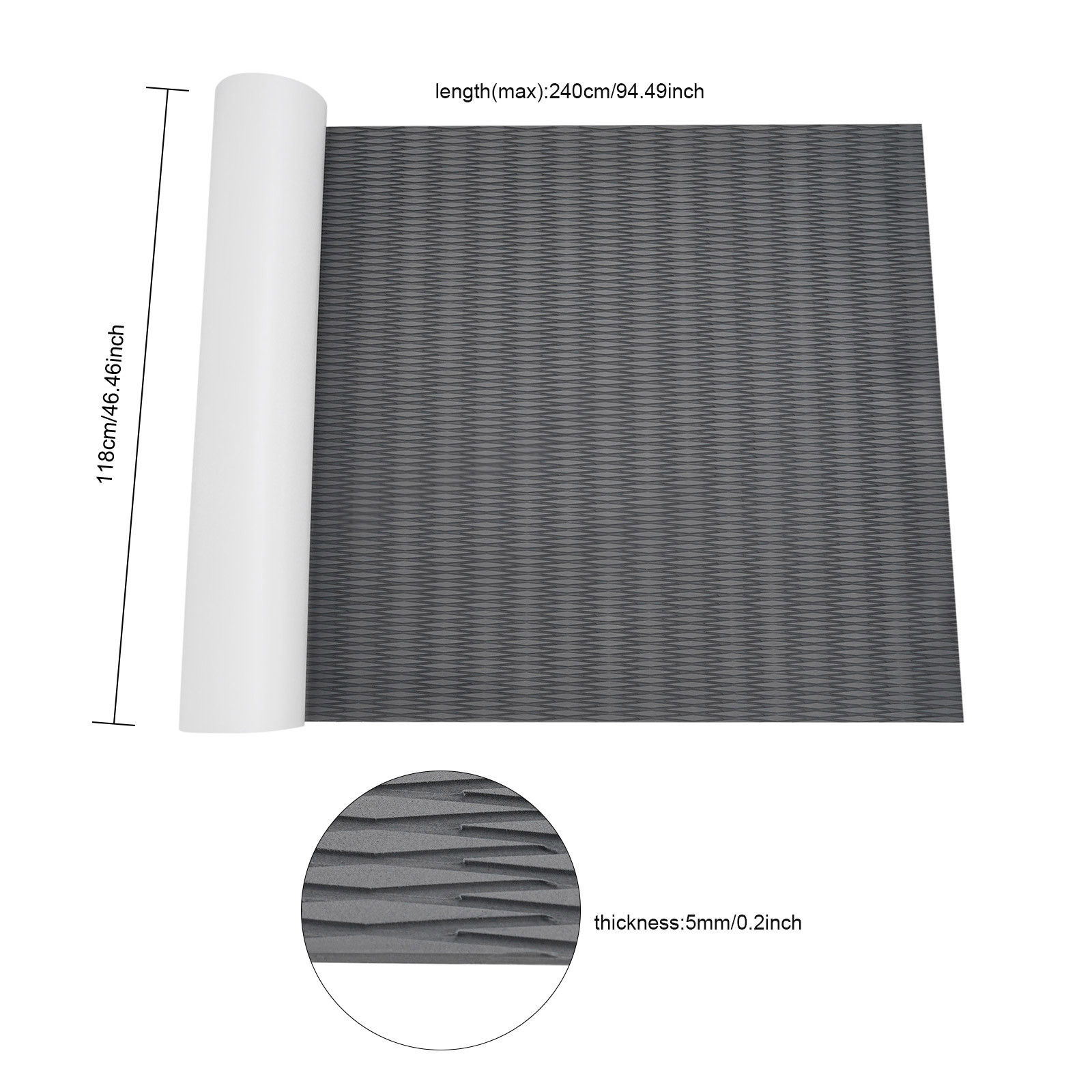 ToppiJoy EVA Foam Boat Deck Mat with Drainage Grooves, UV, Anti-Slip Mat Non-Slip Self-Adhesive Boat Flooring Mat for Yachts, Kayaks, Fishing Boats 7.87*3.87ft Dark Grey