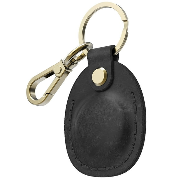 Vena Genuine Leather Case for Apple AirTag Holder Keychain Cover, Black