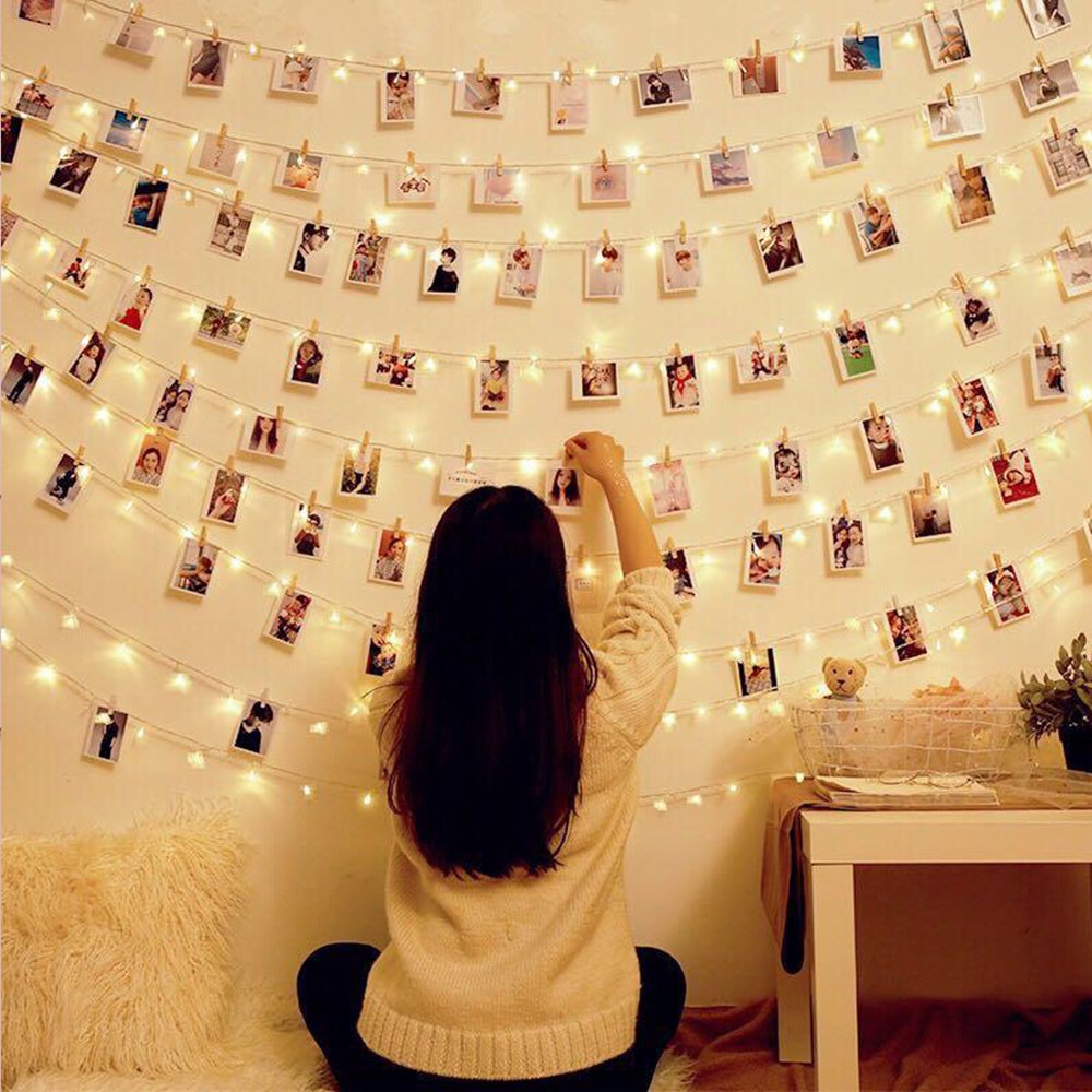 RisingPro Photo Clip String Lights 20/40 LED Lights with 20/40 Wooden Clips for Hanging Pictures