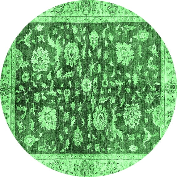 Ahgly Company Indoor Round Oriental Emerald Green Traditional Area Rugs, 6' Round