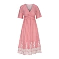thumbnail image 1 of Robe d'Été pour Femmes 2024 Mode Grande Taille Imprimée Manches Courtes Col en V Taille Haute Robe Décontractée 50 % de Réduction!, 1 of 5