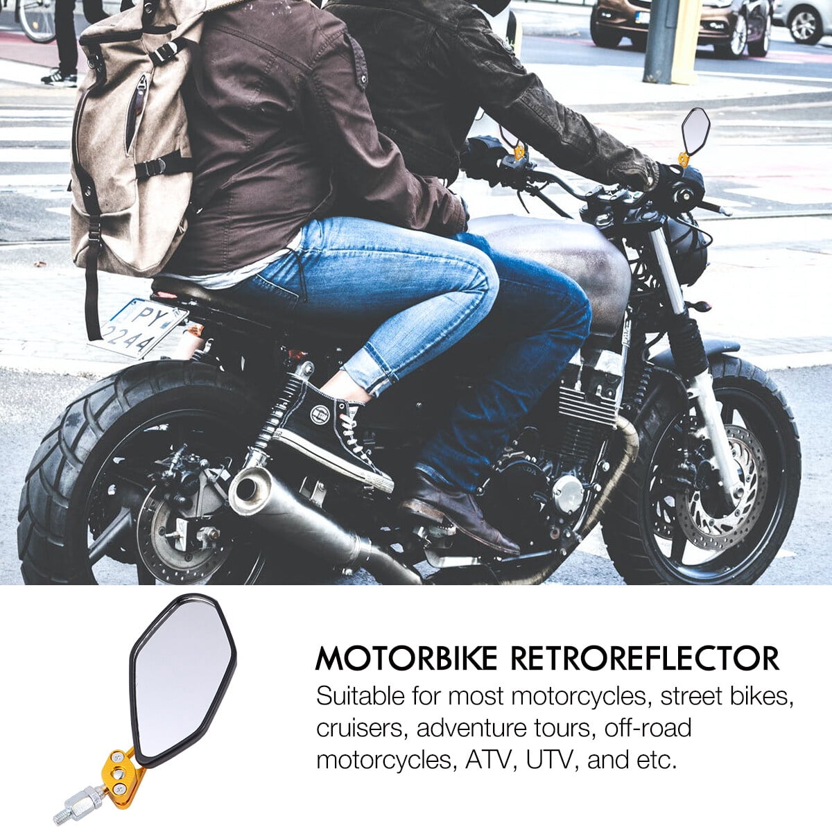 FRCOLOR  Moped Motorbike Mirror Rear View Adjustable Angle