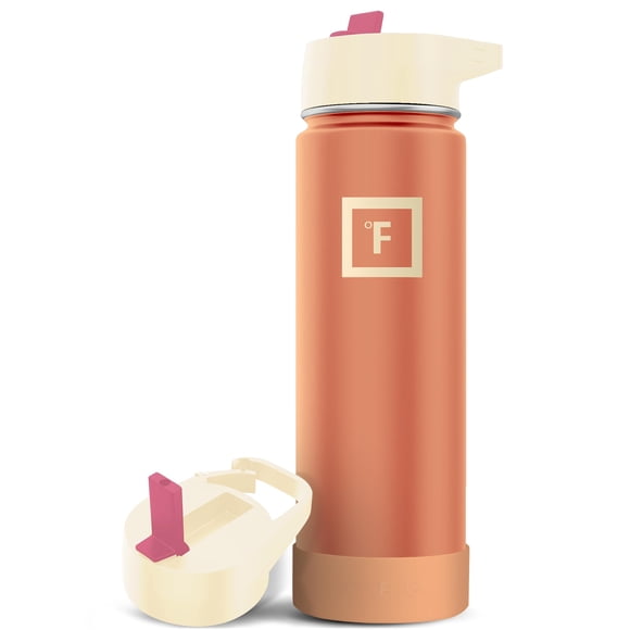 Botella de agua IRON °FLASK para acampar y senderismo, 650 ml, con tapa de pajita