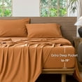 thumbnail image 2 of MooMee 100% Washed Cotton Queen Fitted Sheet Only Linen Like Textured Extra-Deep Pocket Breathable Soft 1-Piece(Burnt Orange, 60" x 80"), 2 of 6