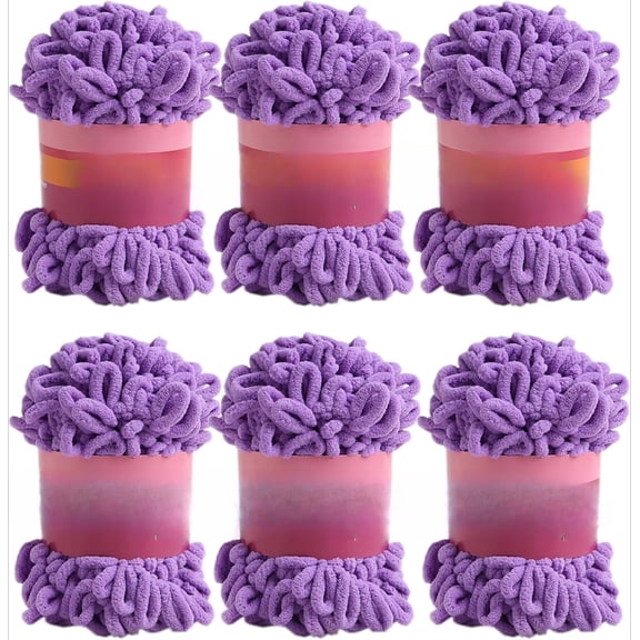 Minzimin 6 Skeins - Total 600g Fun Finger Loops Yarn - Jumbo Polyester Yarn - No Need Hook or Needles Loop Yarn