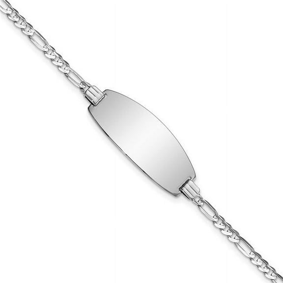Primal Gold 14 Karat White Gold Oval Figaro ID Bracelet