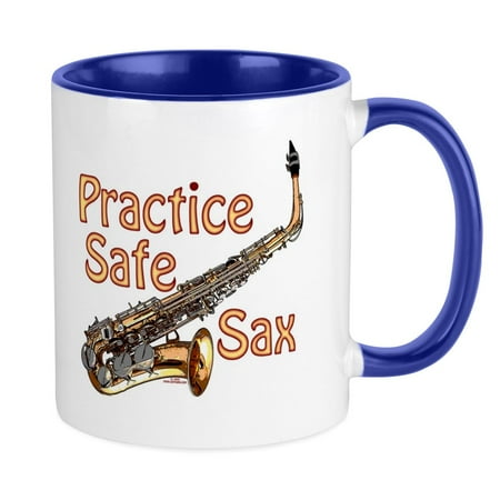 

CafePress - Practice Safe Sax Mug - Ceramic Coffee Tea Novelty Mug Cup 11 oz