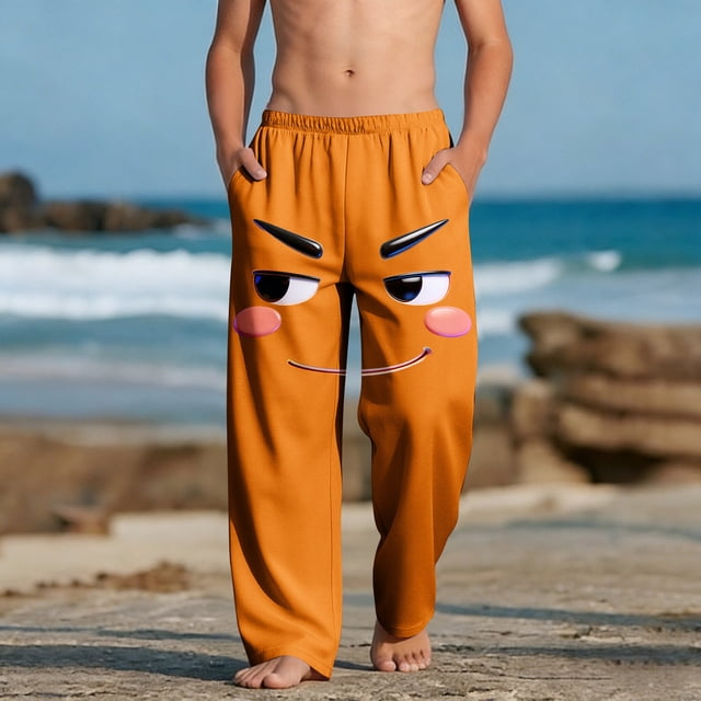 Pantalones largos para niños y niñas, de moda, estampados, casuales, de playa, con bolsillos.