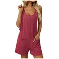thumbnail image 2 of Yotami Short Jumpsuit for Women Wide Leg Sleeveless Solid Color Streetwear Jumpsuit with Pocket V-Neck Summer Adjustable Strap Romper for Beach, 2 of 5