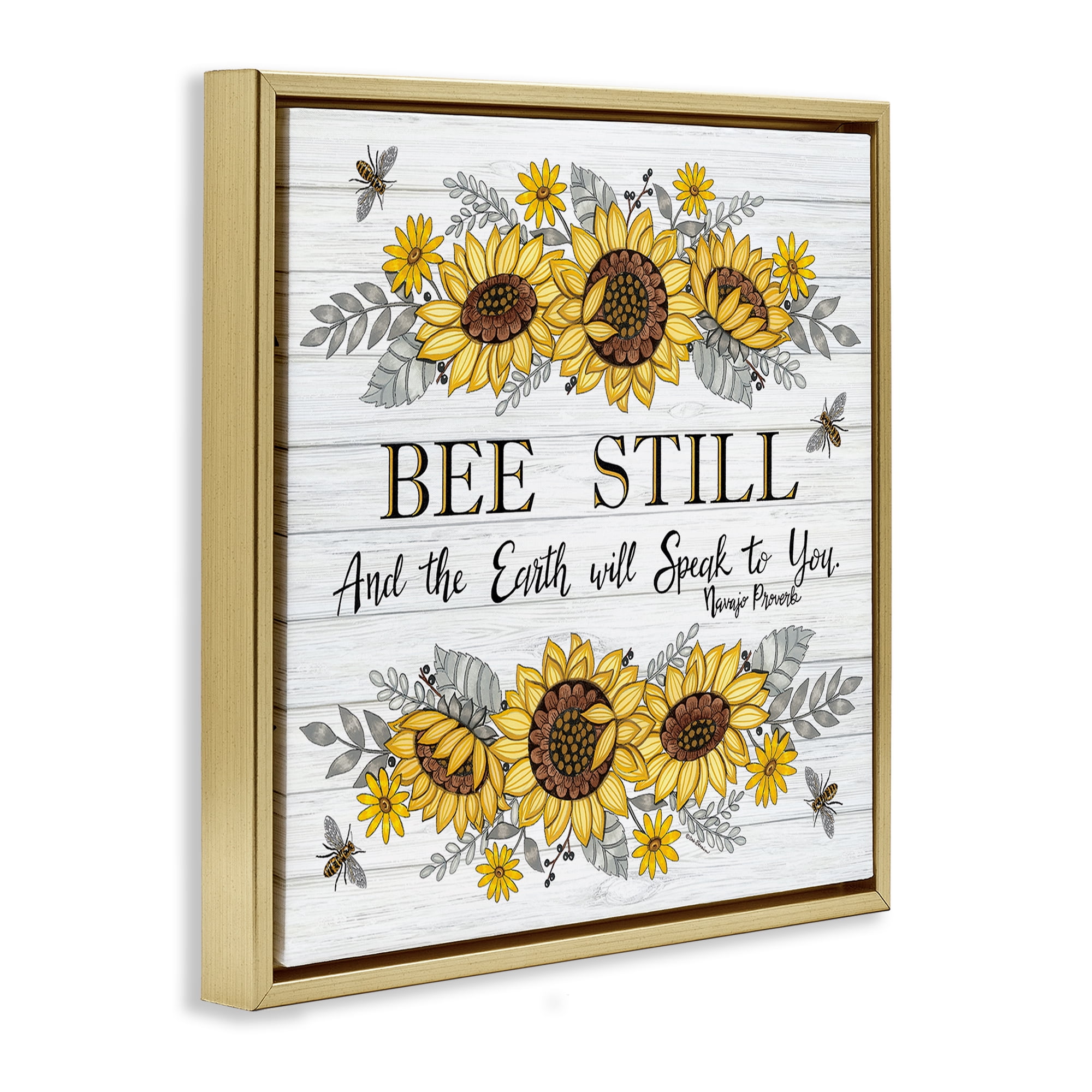 Stupell Industries Earth Will Speak To You Plants & Flowers Painting Gold Floater Framed Canvas Art Print Wall Art, 25 x 25