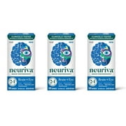Neuriva Brain + Eye Support Capsules (30 Count), with Vitamins A C E, Zinc, Zeaxanthin, Antioxidants, Filters Blue Light, Decaffeinated, Vegetarian, Gluten & GMO Free, 3 Pack