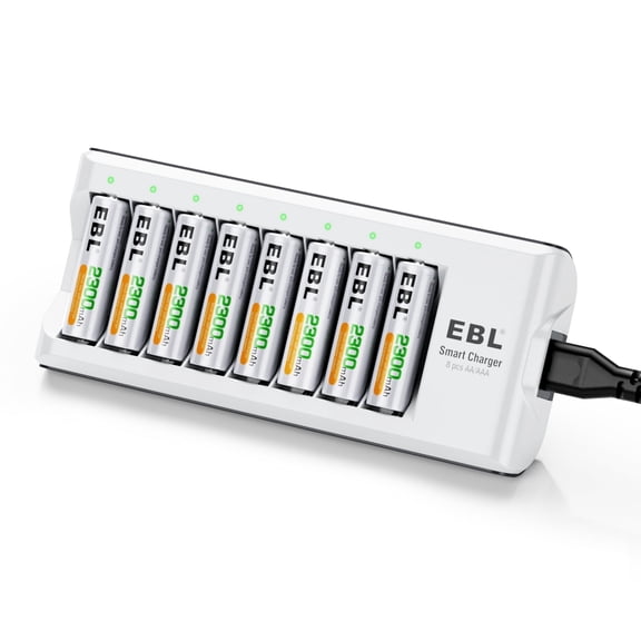EBL AA Batteries Rechargeable, 8 Pack General Purpose Battery with 8 Bay Battery Charger