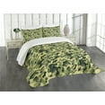 thumbnail image 3 of Ambesonne Camouflage Quilted Bedspread Set 3 Pcs, Pale Clothing Motif, Queen Size, Green Yellow, 3 of 5
