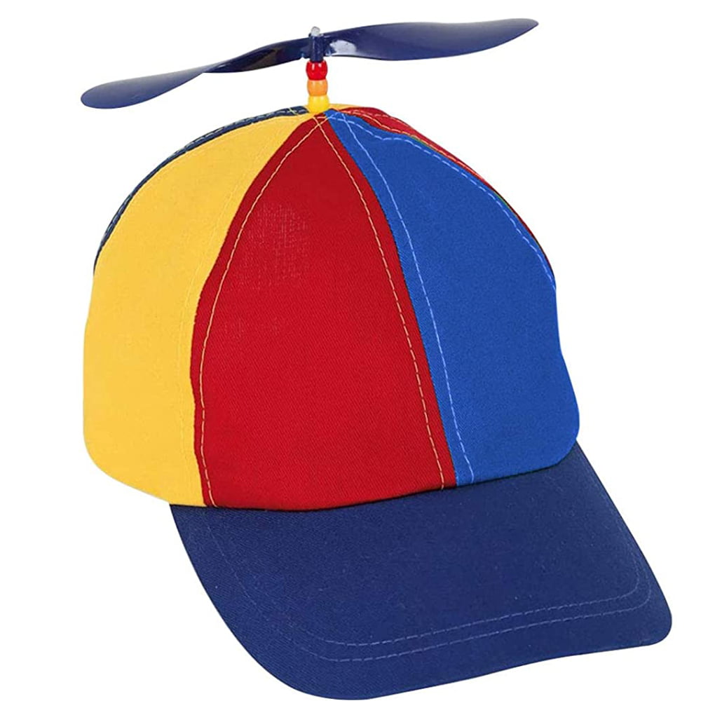 ** MULTI COLOURED HELICOPTER CLOWN HAT KIDS ADULT FANCY DRESS NEW ** 