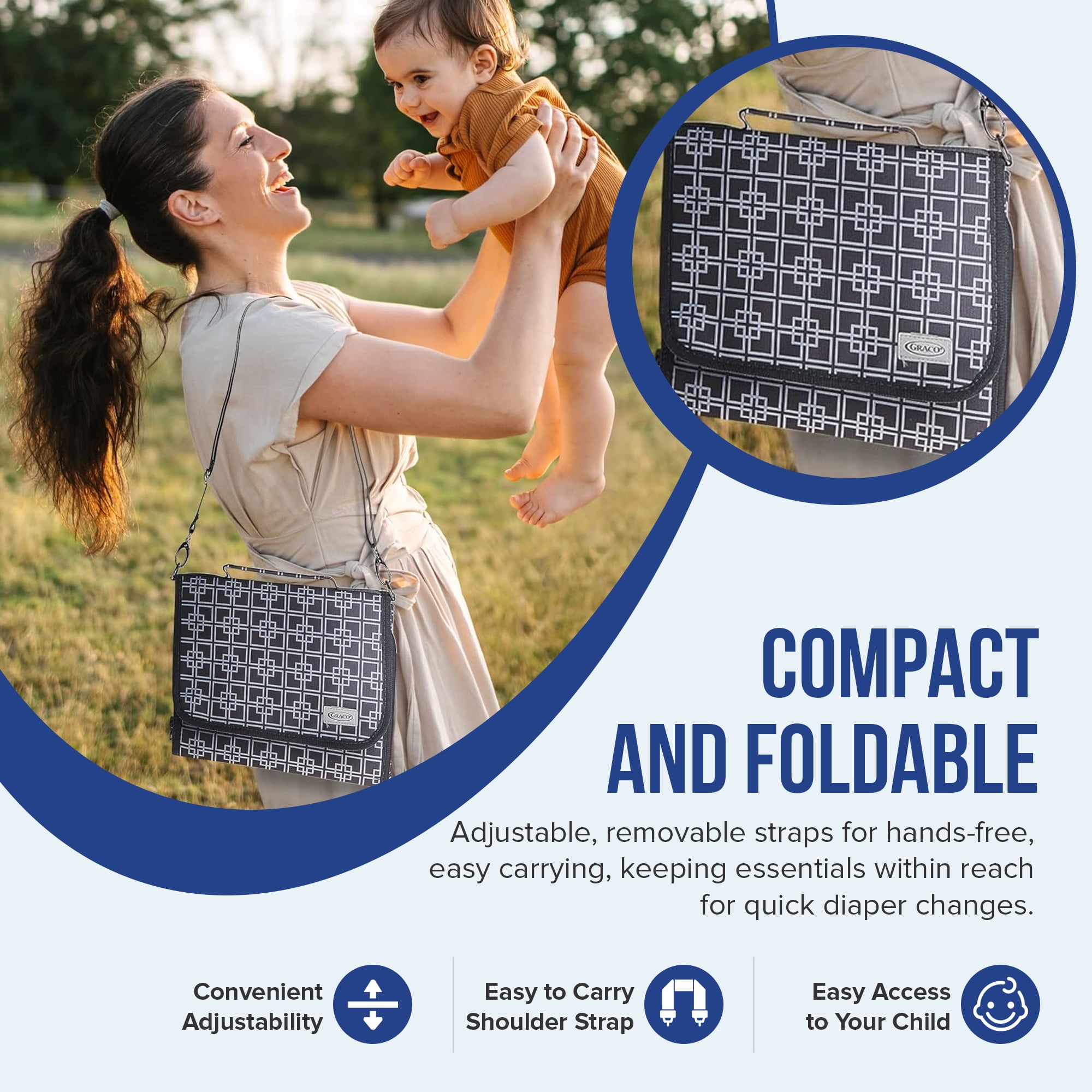 Graco Deluxe Travel Changing Pad, Compact and Foldable Diaper Changing Pad for Newborns and Infants, Gray