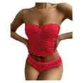 thumbnail image 1 of Conjunto de lencería sexy sin tirantes con encaje cruzado en el pecho para mujer - Ropa interior push up, poliéster, color liso, tallas S-XXL, ropa informal para todas las estaciones, 1 of 8