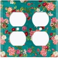 thumbnail image 3 of Metal Light Switch Plate Outlet Cover Pastel Rose Leaf Garden Teal ROS032, 3 of 13