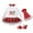 TZ Outfits146# Red, variant on Christmas Toddler Girls Printed Long Sleeve Romper Skirt with Headband Shoes Leg Sleeves 4 Piece Children's Suit