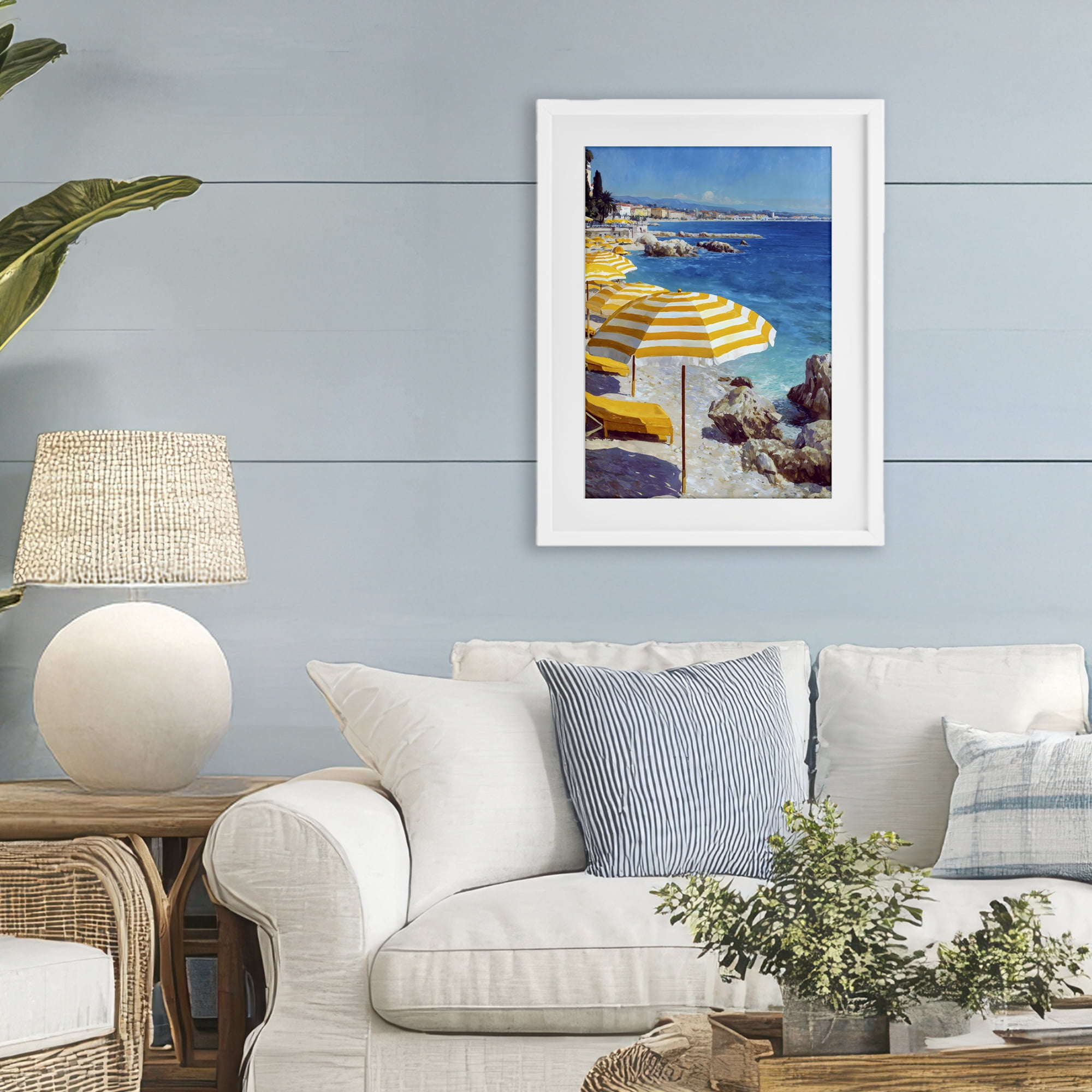 Stupell Industries Sunshine on the Shore White Framed Print Under Glass, design by Petal Prints Design