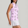 thumbnail image 4 of Women's Golf Shirts Printed Sleeveless Athletic Tank Tops Collared Zip Quick Dry Golf Top for Summer Sports Pink XXL, 4 of 6