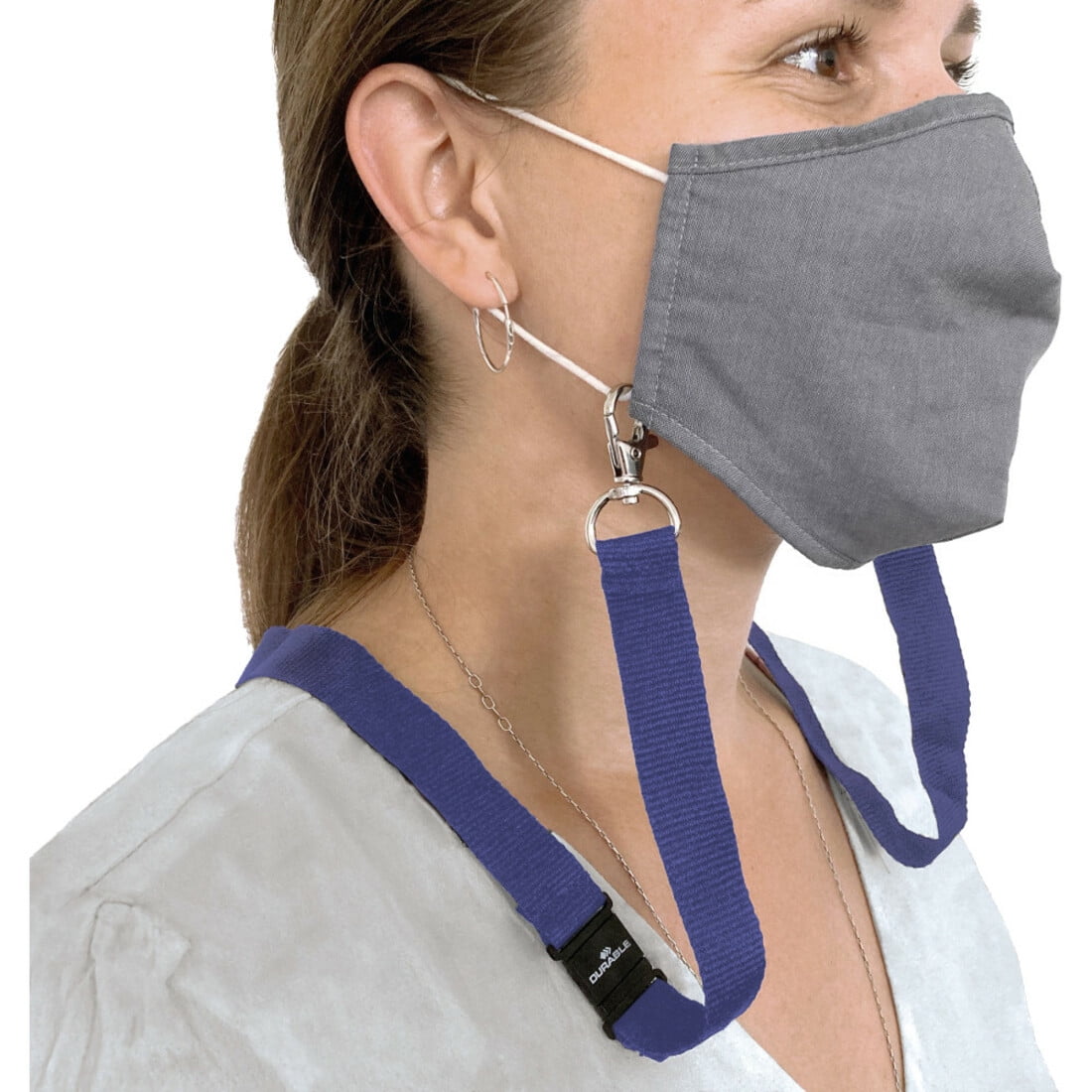 DURABLE FACE MASK LANYARD, DARK BLUE - 10 BX