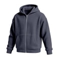 thumbnail image 3 of Telankuip Waffle Knit Hoodies for Men Full Zip Long Sleeve Hooded Sweatshirt Jackets Oversized Solid Color Raglan Sleeved Loose Lightweight Cozy Soft Casual Athletic Outerwear 1-Dark Blue L, 3 of 8