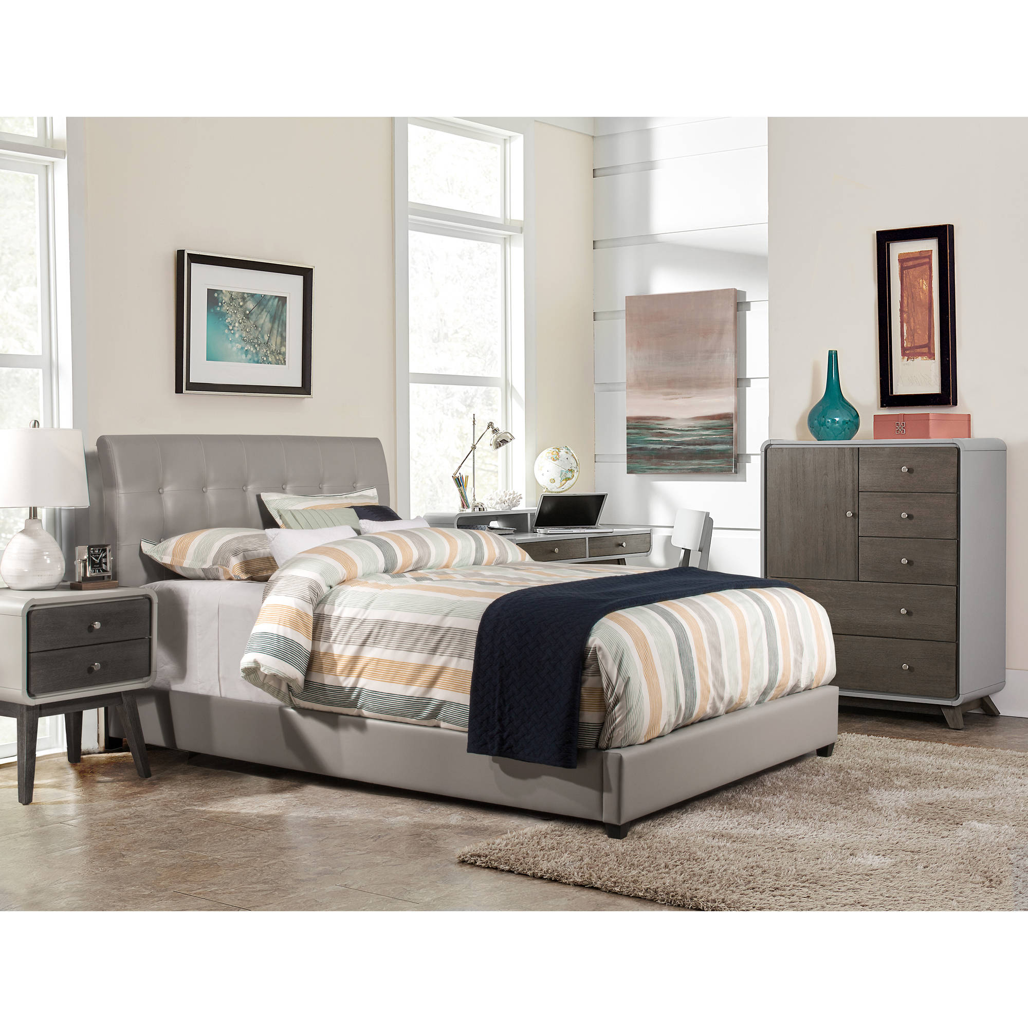 Hillsdale Furniture Lusso Faux Leather Upholstered Panel Bed, King