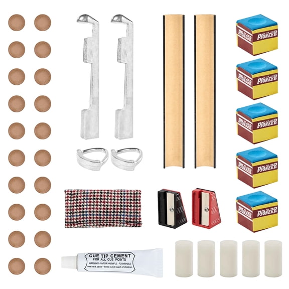 Barrington Billiards 38-Piece Pool Cue Tip Repair Kit with 13mm Cue Tips and Repair Tools