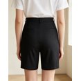 thumbnail image 4 of Womens Bermuda Shorts High Waisted Straight Leg Office Polyester Short,Black Size L, 4 of 5