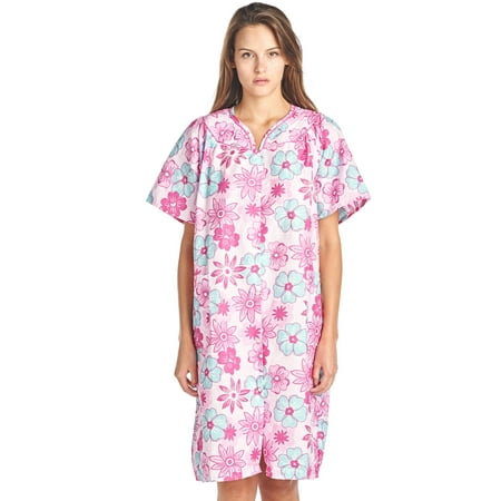 

Casual Nights Women s Floral Woven Snap-Front Lounger House Dress