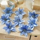 thumbnail image 2 of EeaseMX 10 flores artificiales con purpurina de 13 cm para decoración de árbol de Navidad (azul), 2 of 7