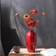 thumbnail image 5 of Florero rojo de cerámica, floreros decorativos, florero de cerámica de escritorio, florero rojo pequeño para estantería, 5 of 8