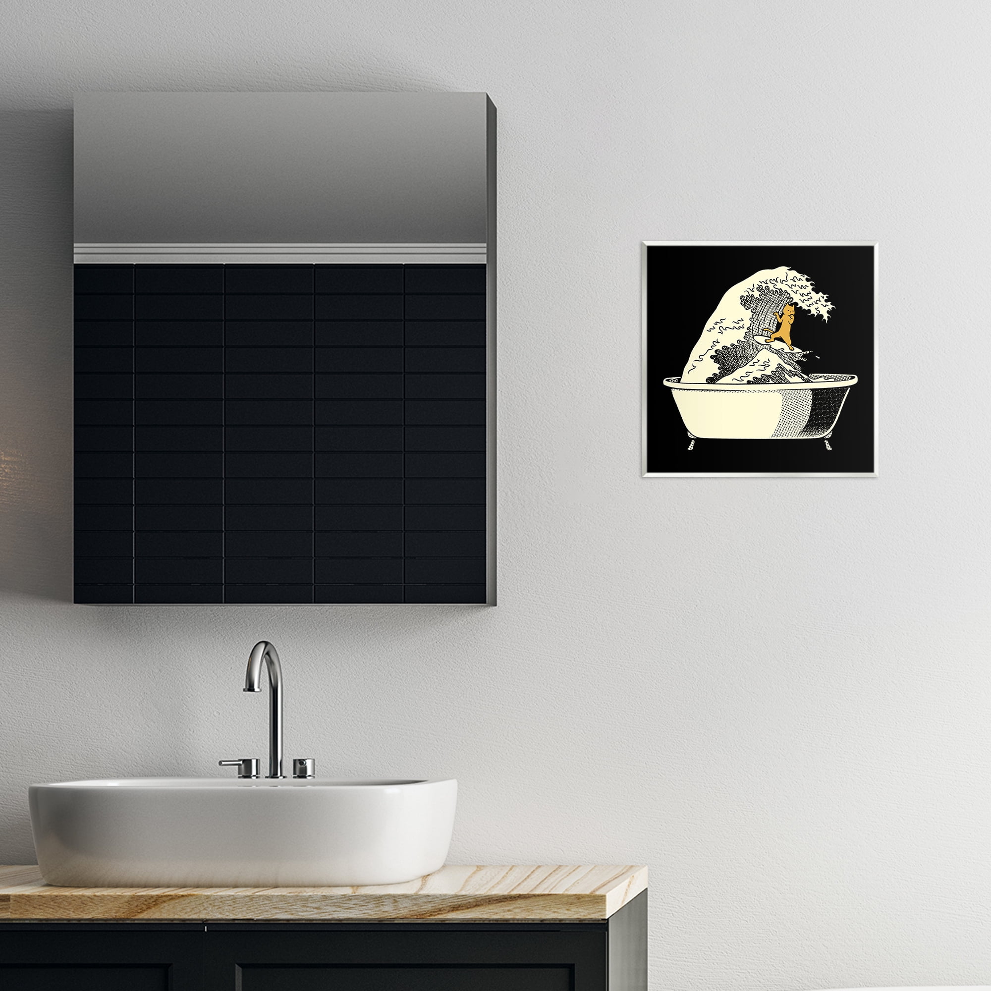 Stupell Industries Kanagawa Bathtub Cat Wall Plaque Art, design by Tobe Fonseca