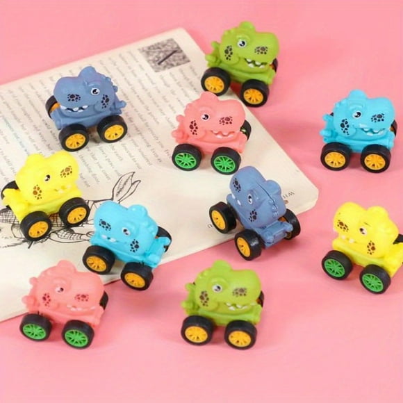10pcs Mini Dinosaur Pull Back Car, Inertial Toys For Birthday Party Favors Pinata Fillers, Christmas Gifts (Random Color)