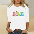 thumbnail image 1 of Xihbxyly Hauts Décontractés pour Femmes T-shirt Imprimé Col Rond de Pâques Manches 3/4 Col Rond Chandail Tendance à Petit Prix, 1 of 5