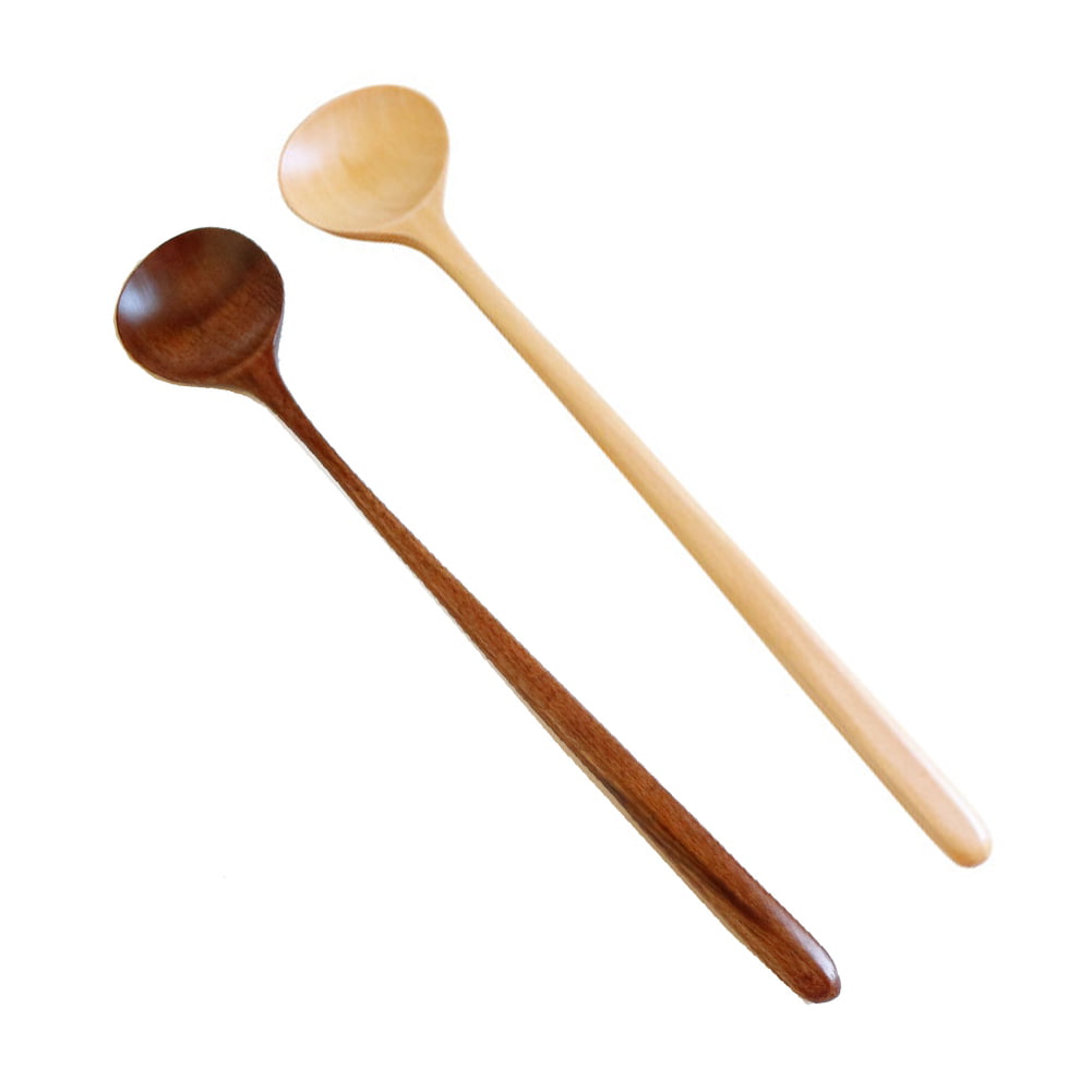  heiyun Korean Style Mixing Natural Wood Wooden Round Tableware  Soup Spoon Cooking Supplies Spoons Kitchen Utensil : Home & Kitchen