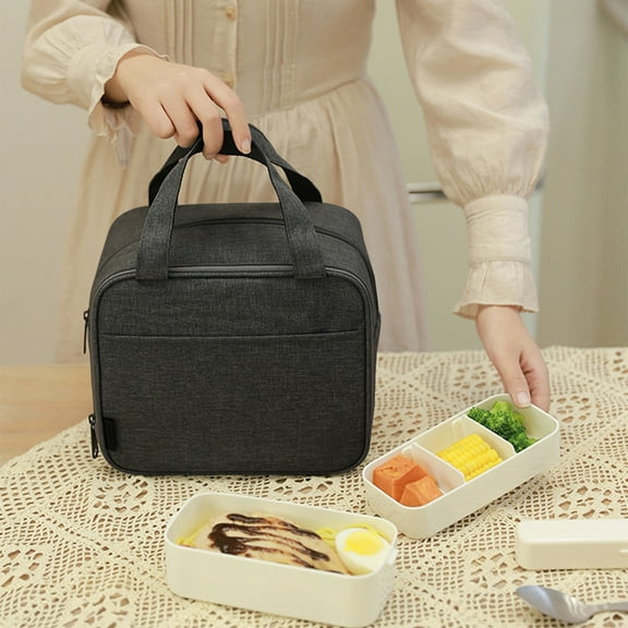 KULOKHUI Lunch Box Food Heater Lunch Bag Women Teens Insulated Lunch Box Men Adult Lunchbox Lunch Tote Reusable Meal Prep Container Bag Bento Box Cooler Bag For Work Office PicnicBlackA