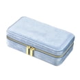 thumbnail image 4 of Joyero de terciopelo, mini joyero, soporte para pendientes, hermoso organizador de anillos, caja de almacenamiento para collares, colgantes, broches Azul, 4 of 8