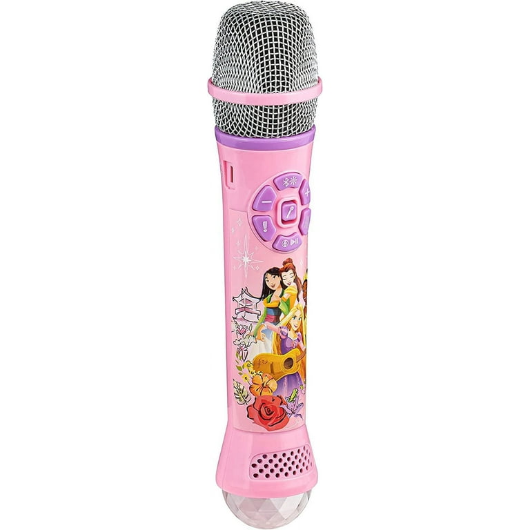 eKids Disney Princess Bluetooth Karaoke Microphone with LED Light Show, Wireless Microphone for Kids and Fans of Disney Princess Toys and Gifts