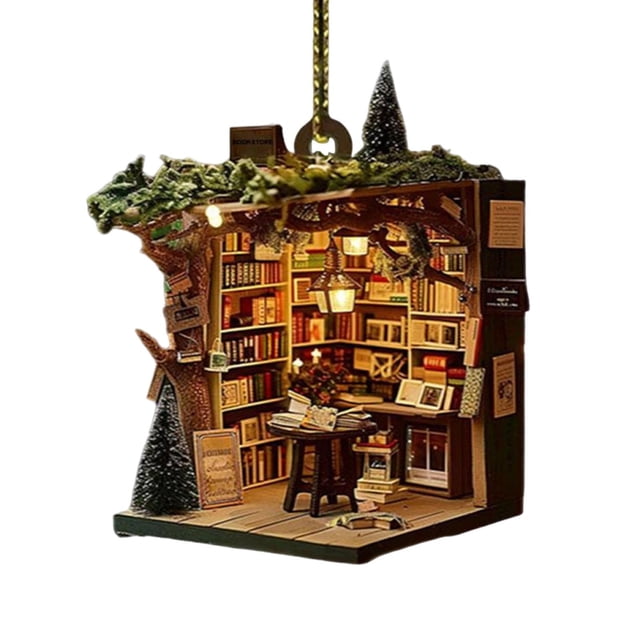 Christmas Tree Decorations,Small Christmas Tree 2024 Christmas Acrylic Bookshelf Pendant Christmas Tree Hanging Decorations Stacking Christmas Interior Decorations for Books Love