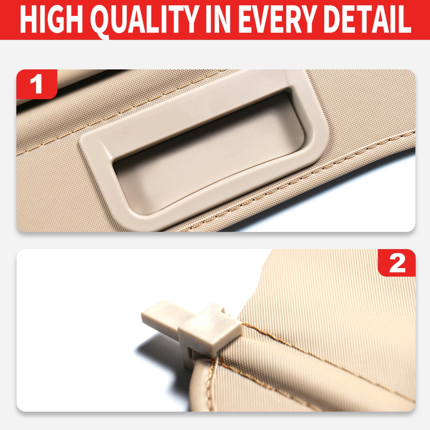 Fit 2003-2009 Toyota 4Runner Retractable Cargo Cover for 2003 2004 2005 2006 2007 2008 2009 Toyota 4Runner SUV Accessory Rear Trunk Privacy Shield Shade, Beige