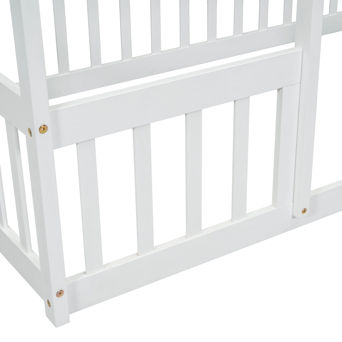 Twin Size Floor Bed, Wooden House-Shaped Bed Frame with Guardrails, Roof, Multifunctional House Bed Frame for Toddlers, Kids, Girls, Boys, Teens, Adults, White