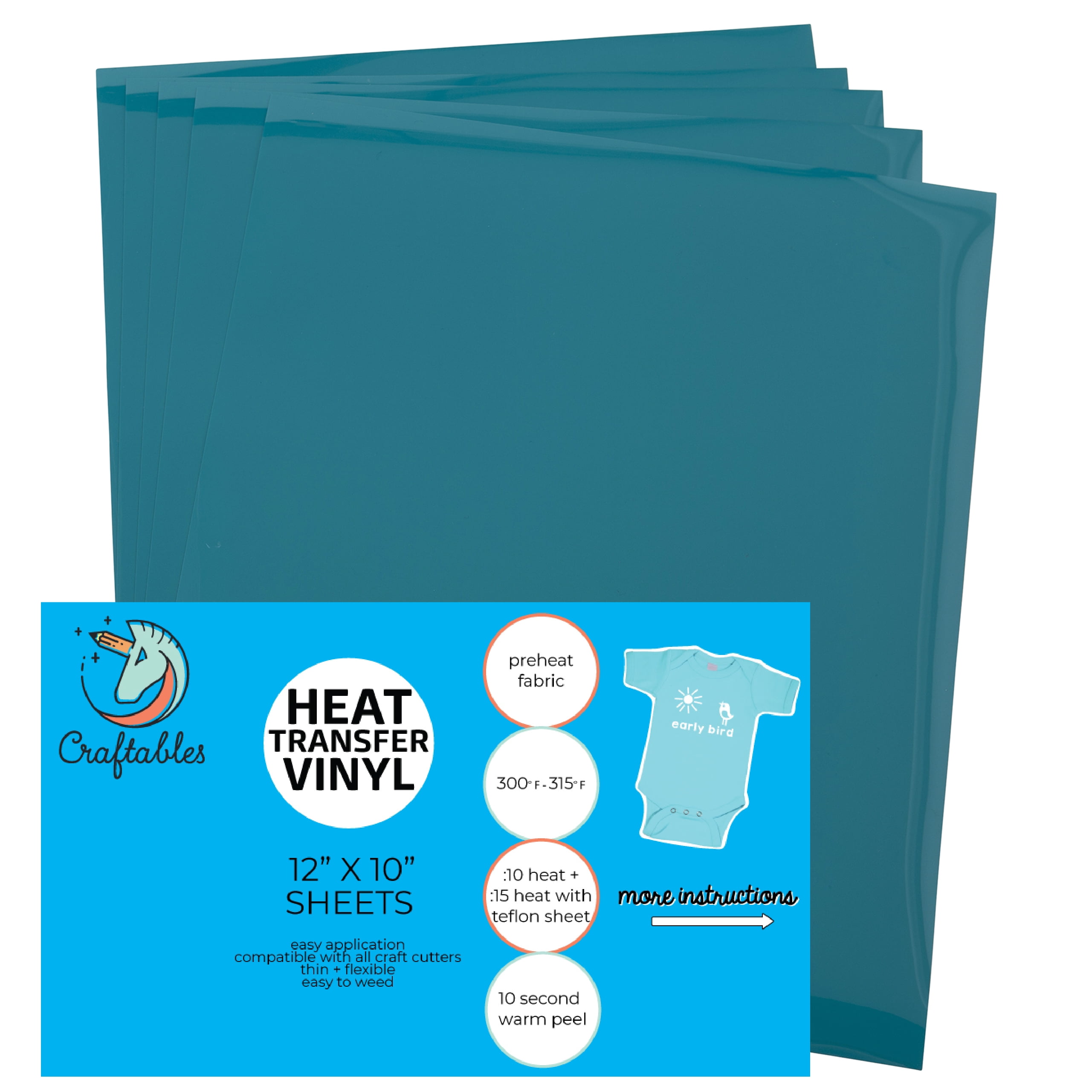 Heat Transfer Vinyl Sheet Iron On HTV Cricut Silhouette Cameo TShirt Yard Sheets 
