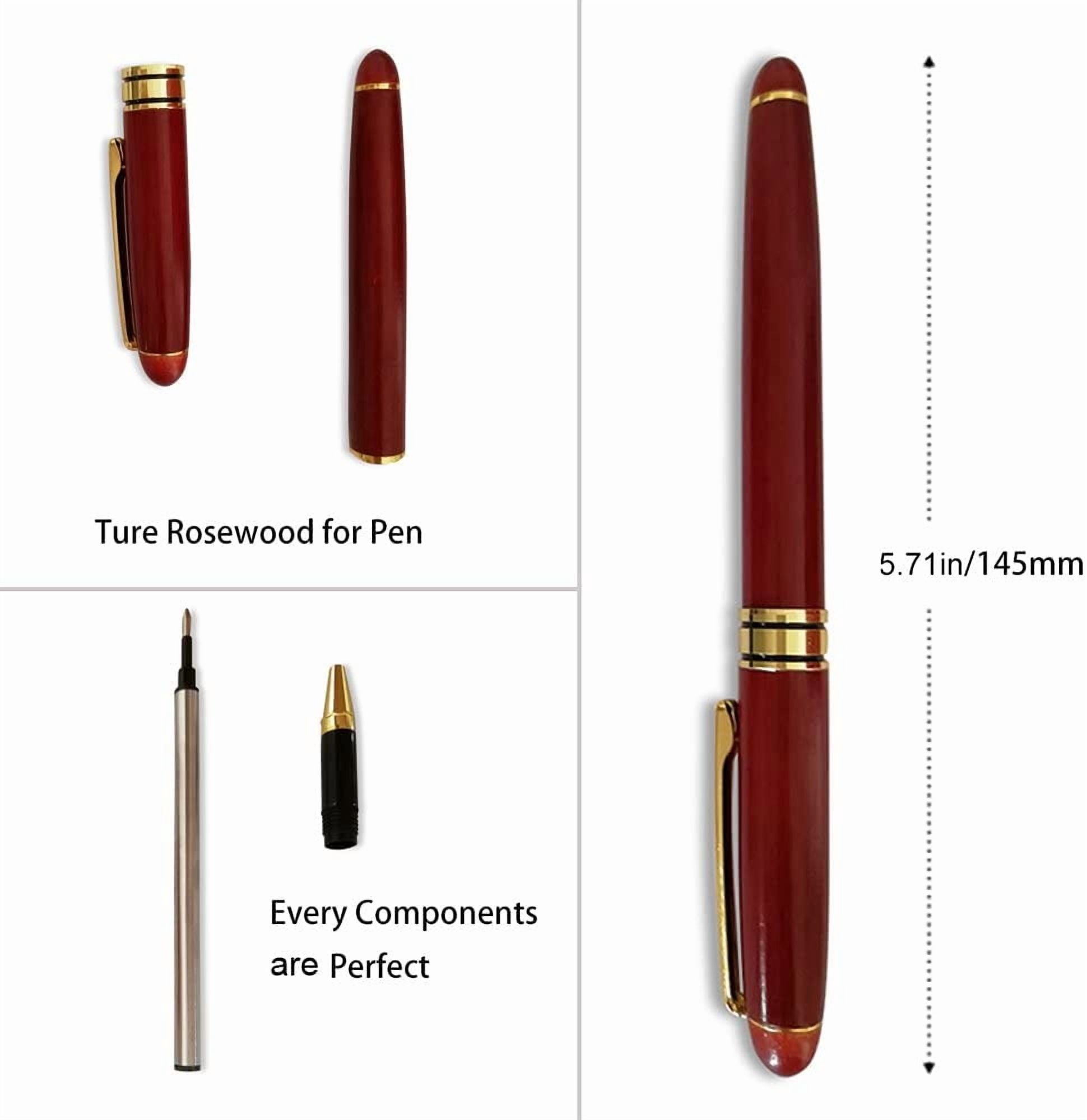 3 Pcs Wooden Pens Set with Gift Case/Best Writing Fountain Fancy Ballpoint Pen and Luxury Gel Pen with Ink Refills, Promotional Business Designer Pens