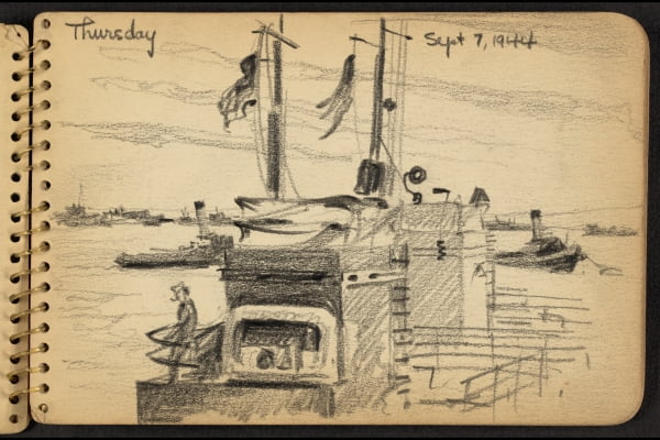 Print: Thursday, Sketch by Victor Lundy, 1944 - Walmart.com
